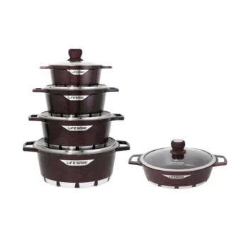 سرویس قابلمه گرانیتی 10 پارچه لایف اسمایل مدل FLCM10-RED